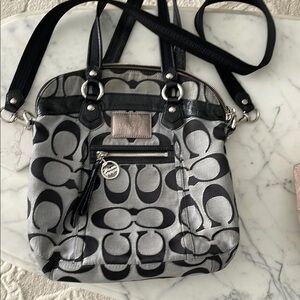 Coach Black and Gray Shoulder Bag with Adjustable Strap